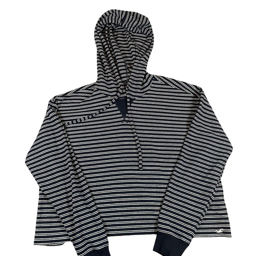 Hollister Women's Striped Hoodie Lightweight Cropped Small Preppy Casual School